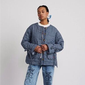 Dalton Reversible Quilted Jacket Gingham NWT